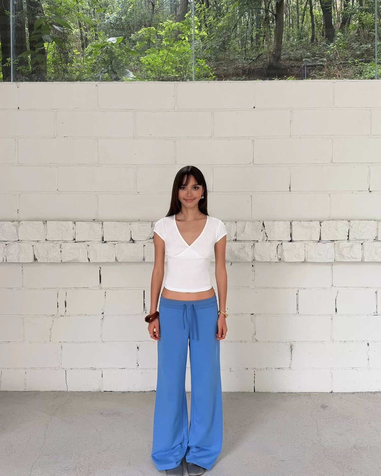 Elle | Cloud Cotton Drawstring Wide Leg Sweatpants