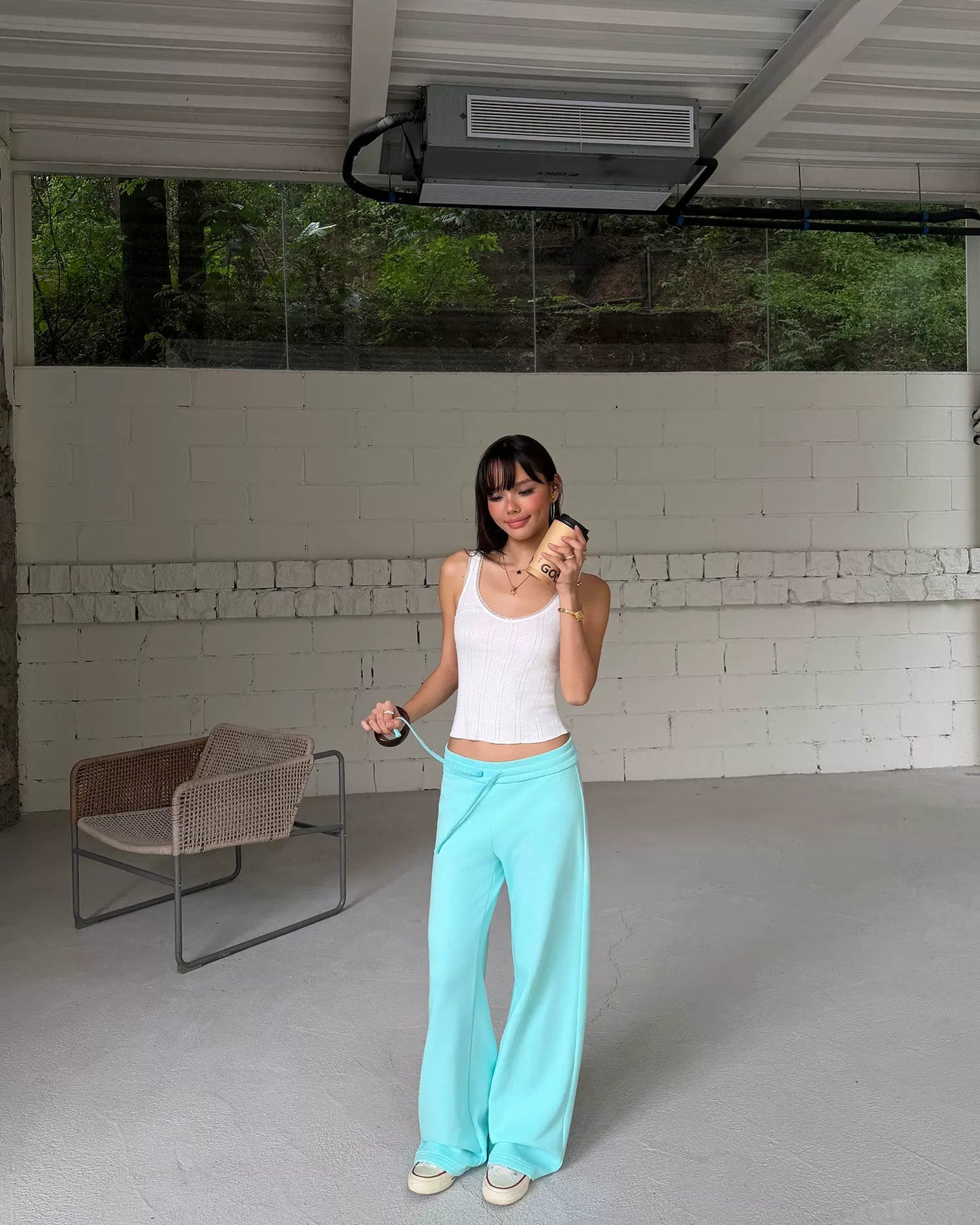 Elle | Cloud Cotton Drawstring Wide Leg Sweatpants