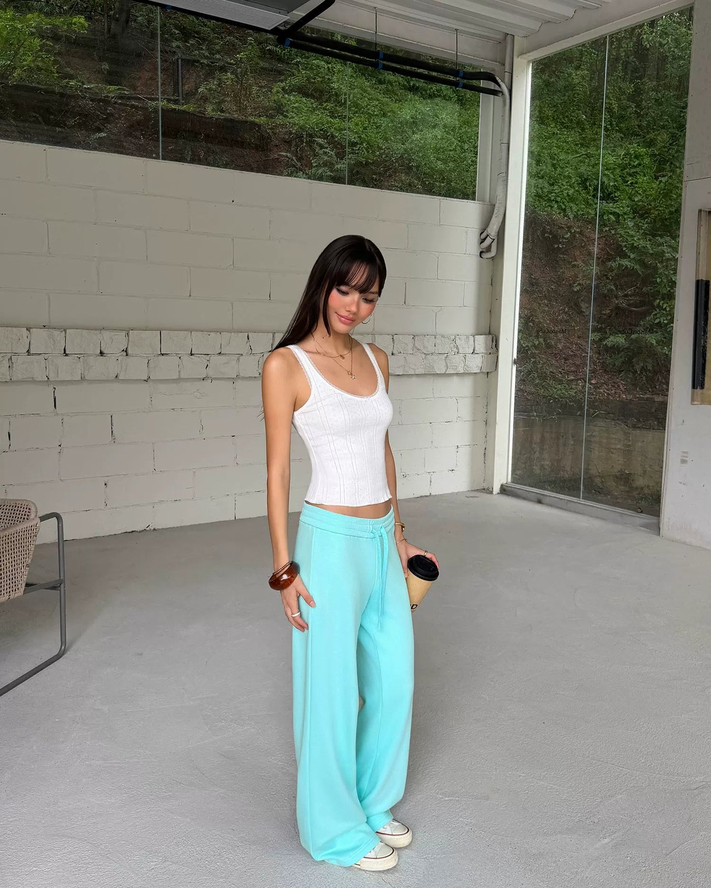 Elle | Cloud Cotton Drawstring Wide Leg Sweatpants