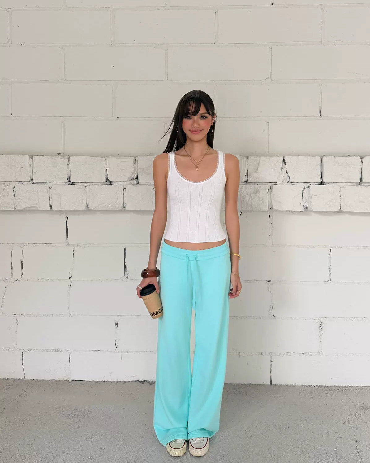 Elle | Cloud Cotton Drawstring Wide Leg Sweatpants