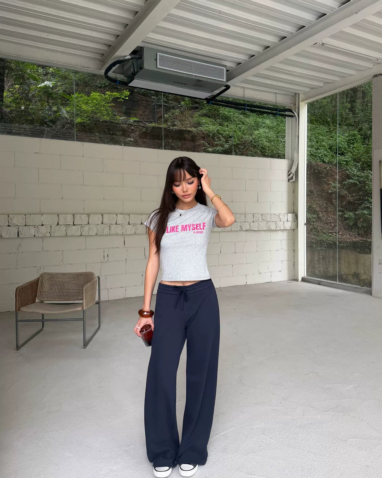 Elle | Cloud Cotton Drawstring Wide Leg Sweatpants