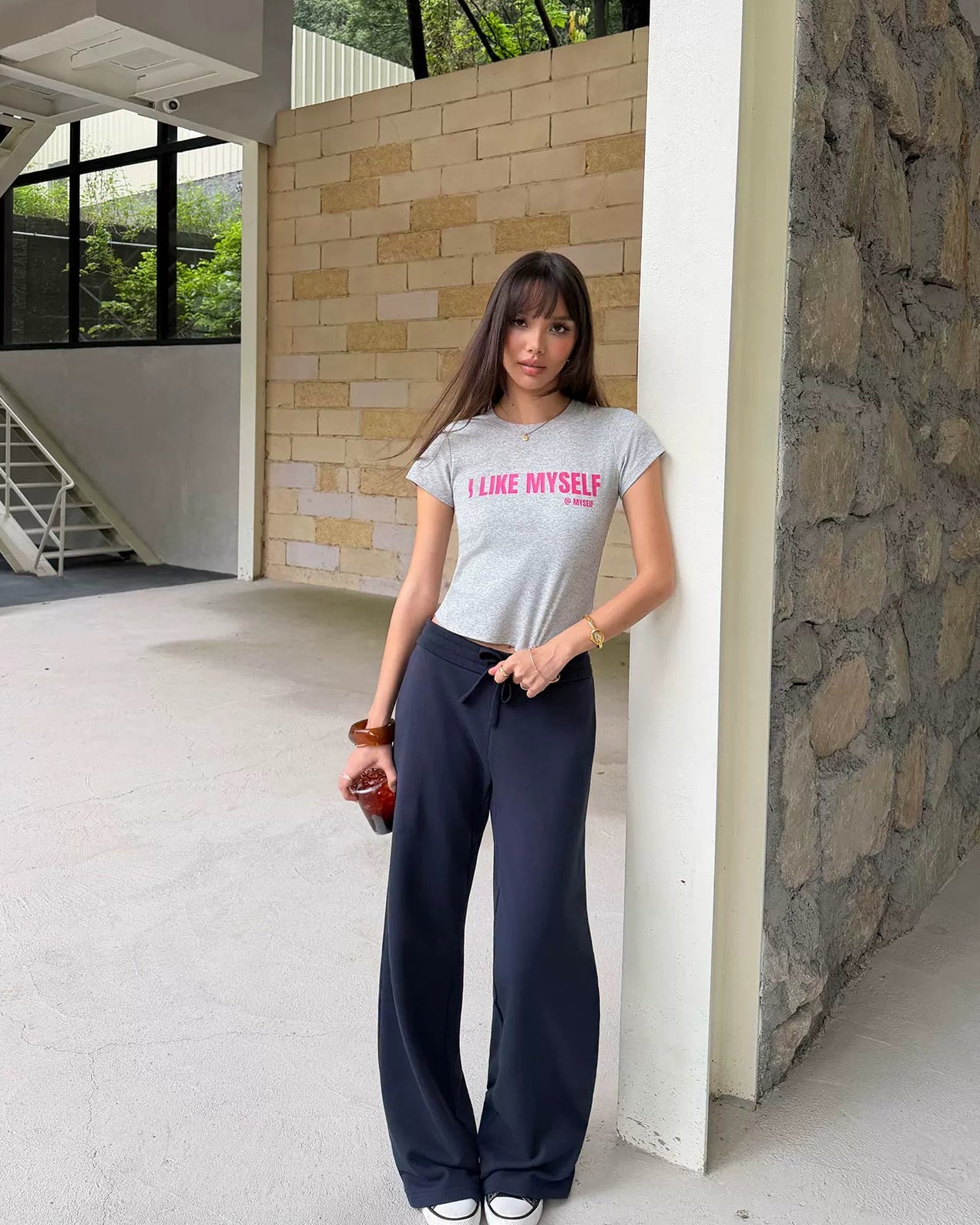 Elle | Cloud Cotton Drawstring Wide Leg Sweatpants