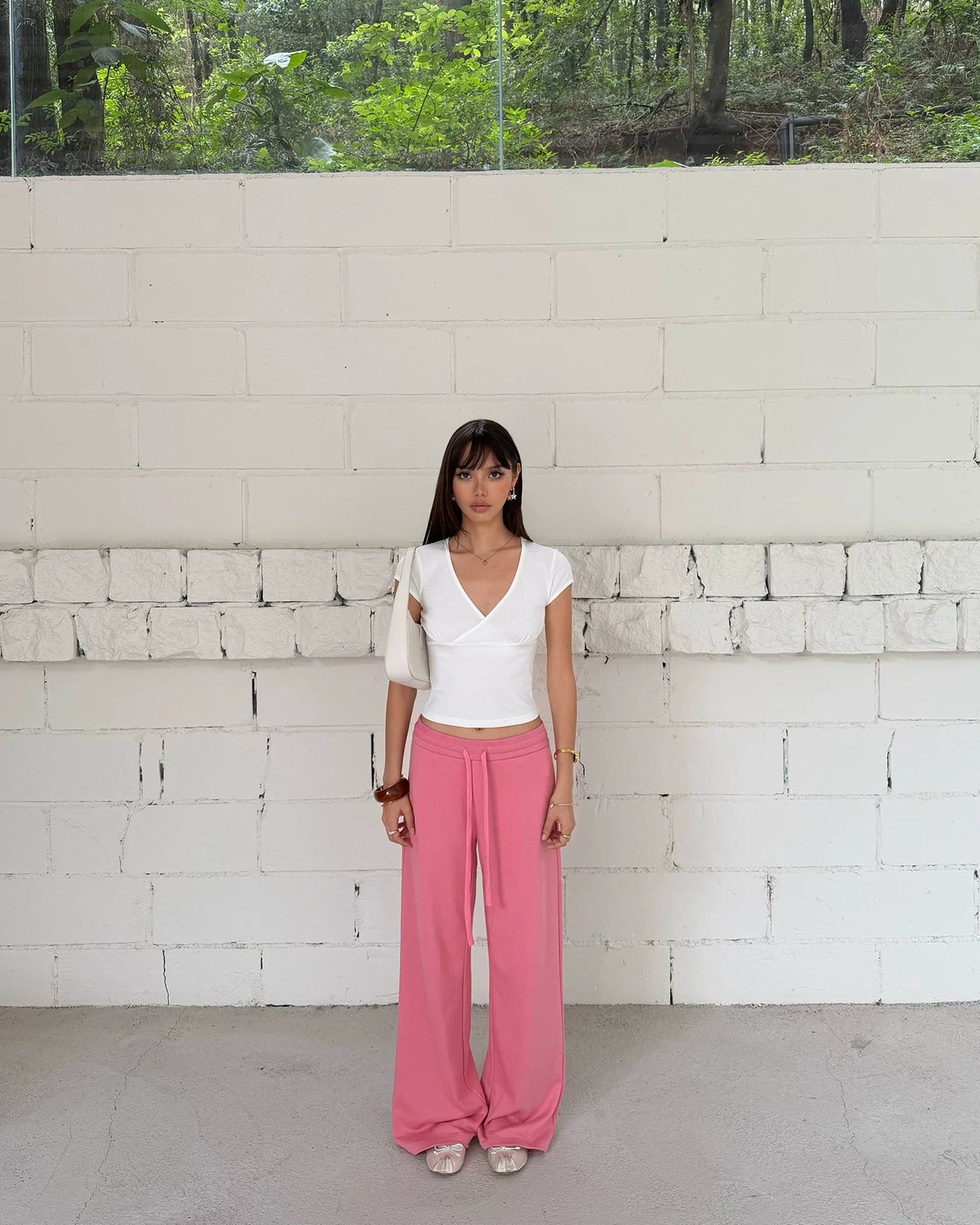 Elle | Cloud Cotton Drawstring Wide Leg Sweatpants