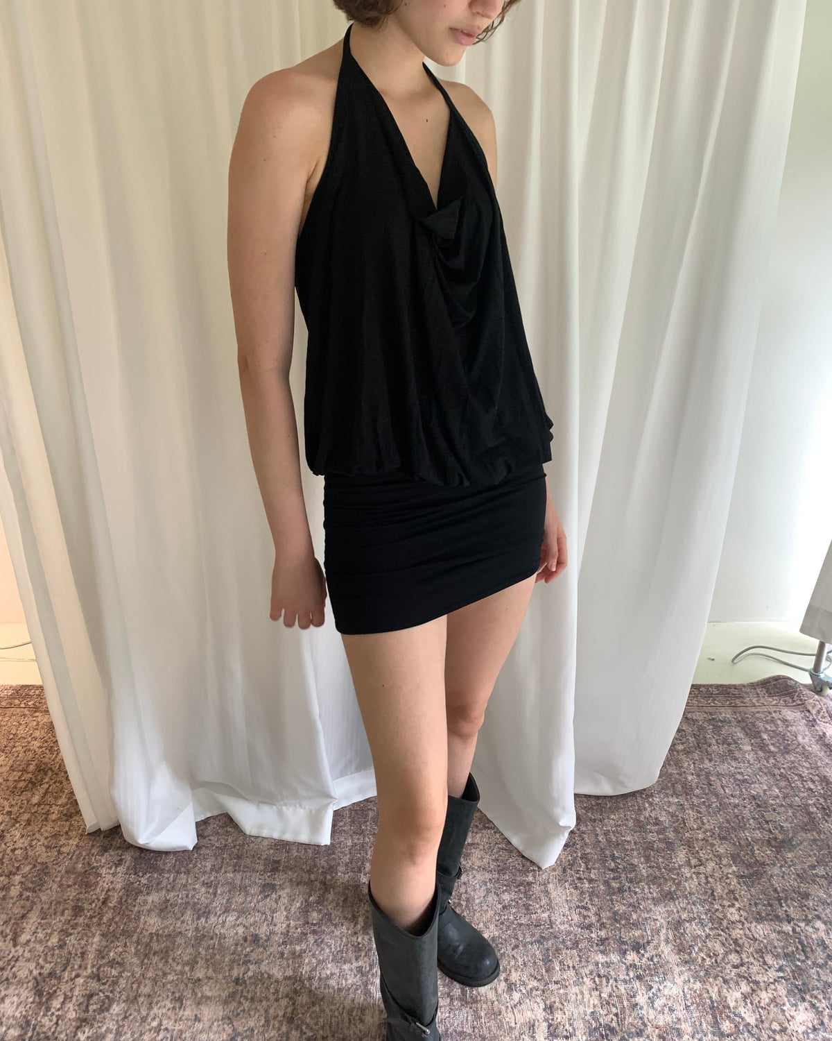 Convertible Halter Drape Mini Dress