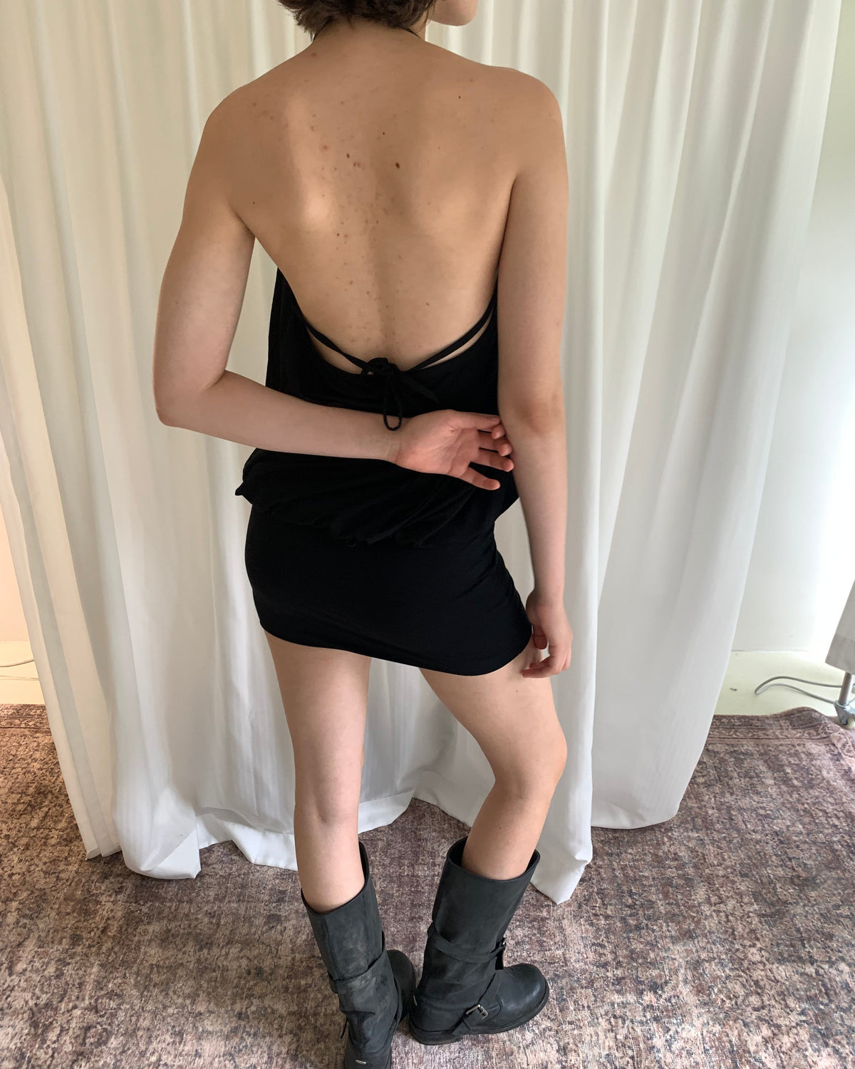 Convertible Halter Drape Mini Dress