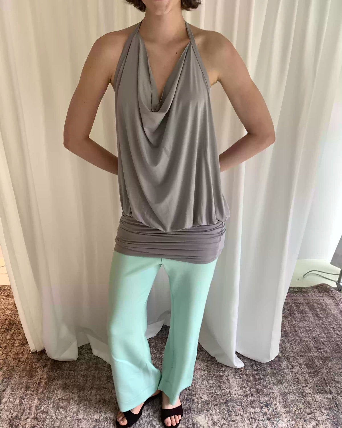 Convertible Halter Drape Mini Dress