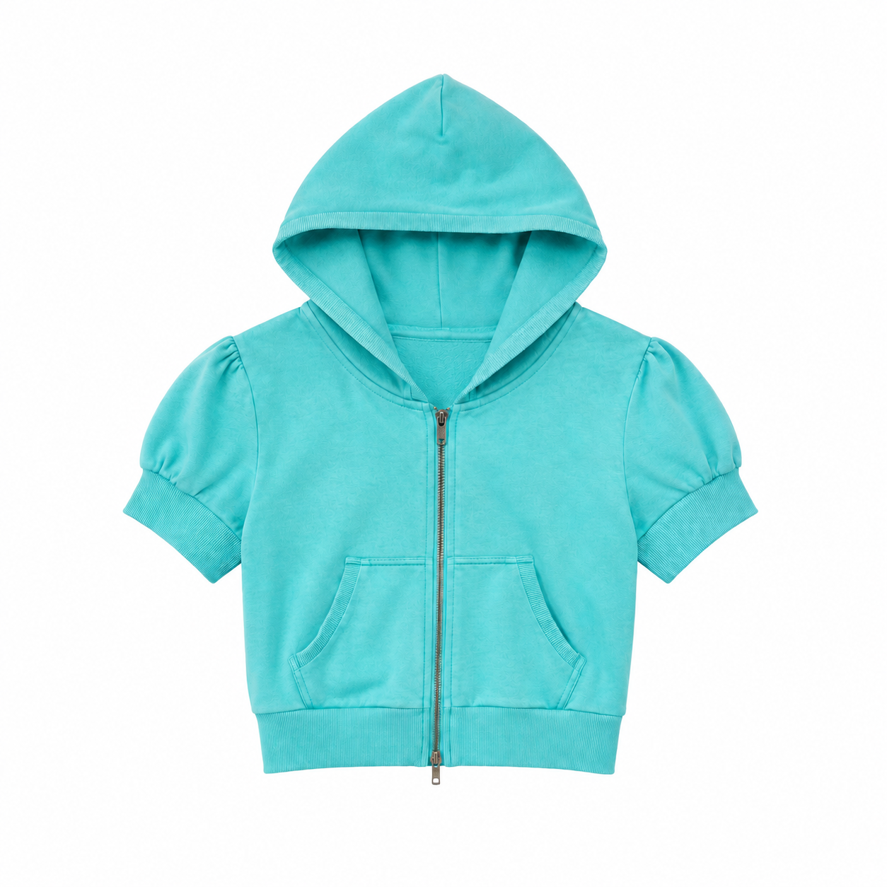 Elle | Cropped Short Sleeve Zip-Up Hoodie