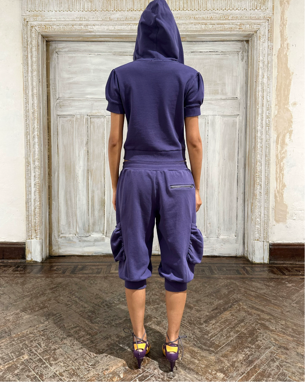 Elle | Cropped Short Sleeve Zip-Up Hoodie