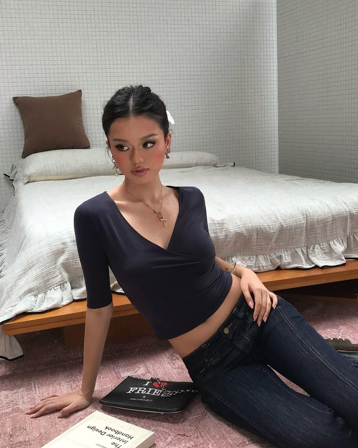 Elle | Cross Wrap V-Neck Cropped Top