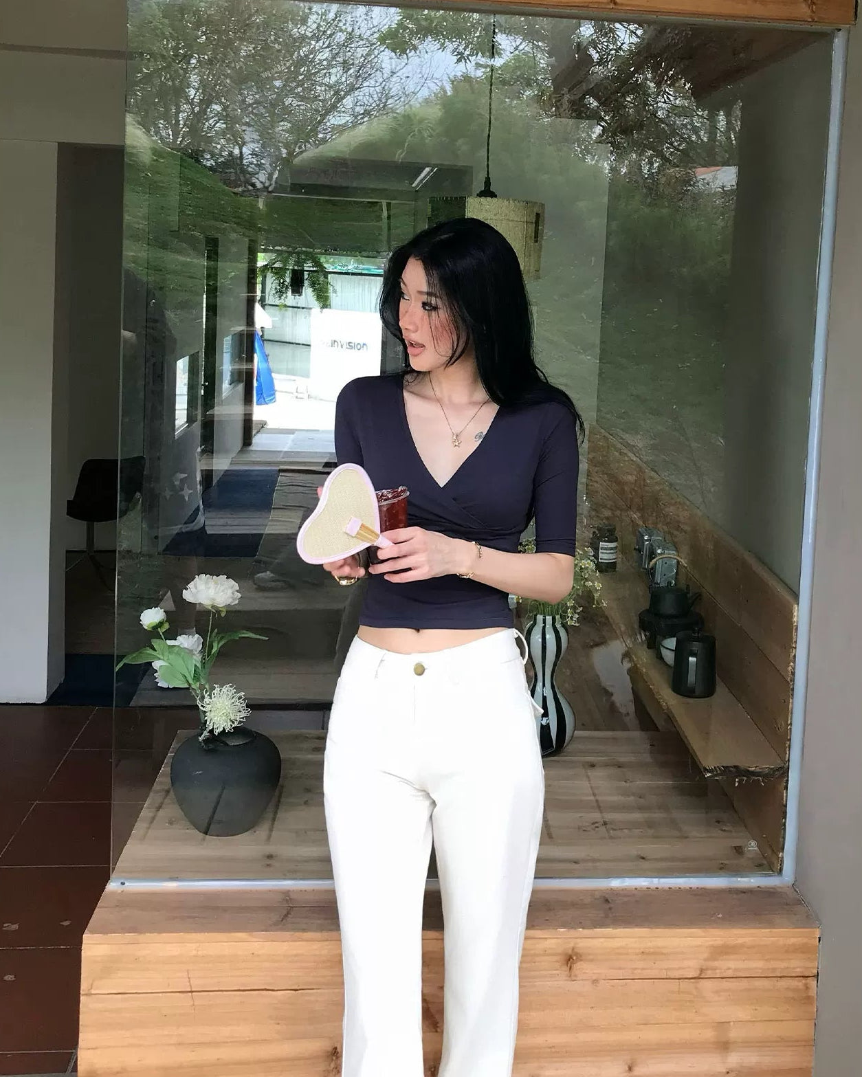 Elle | Cross Wrap V-Neck Cropped Top
