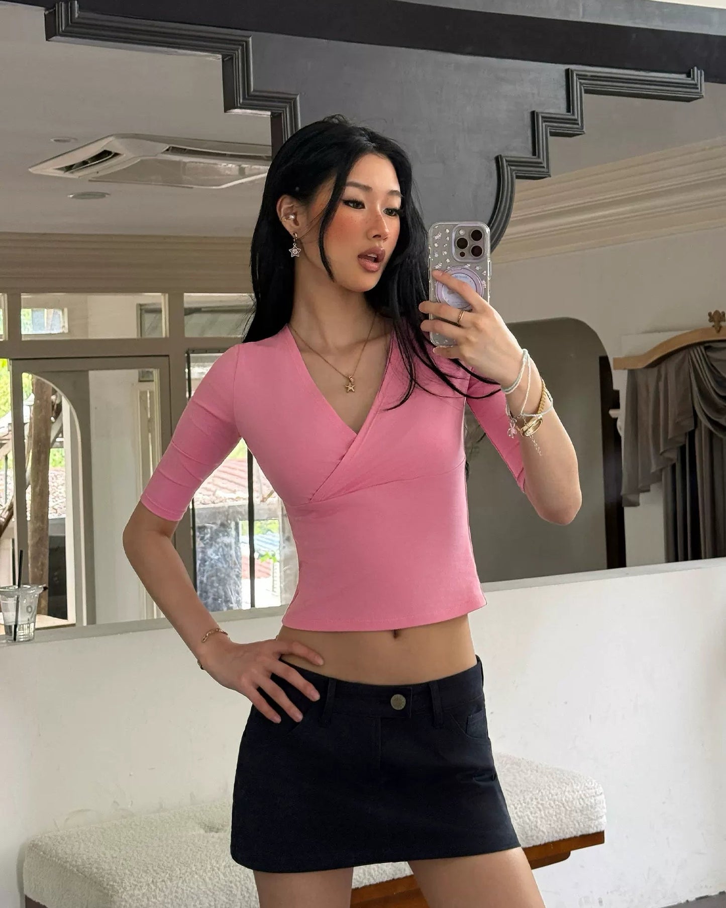Elle | Cross Wrap V-Neck Cropped Top