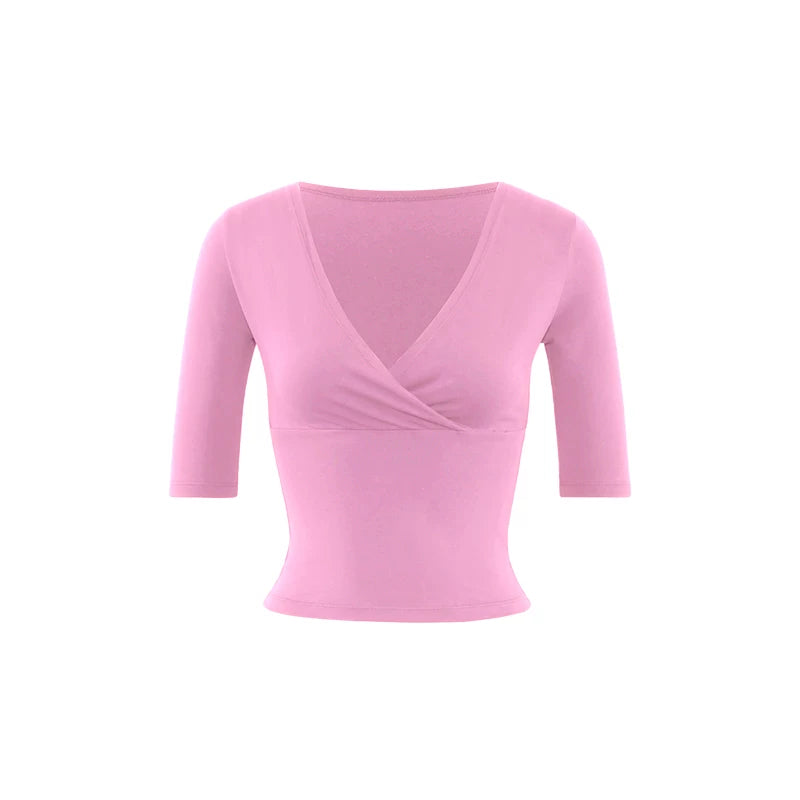 Elle | Cross Wrap V-Neck Cropped Top