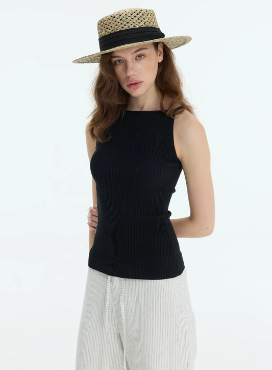 Elle | Ribbed Boat Neck Tank Top