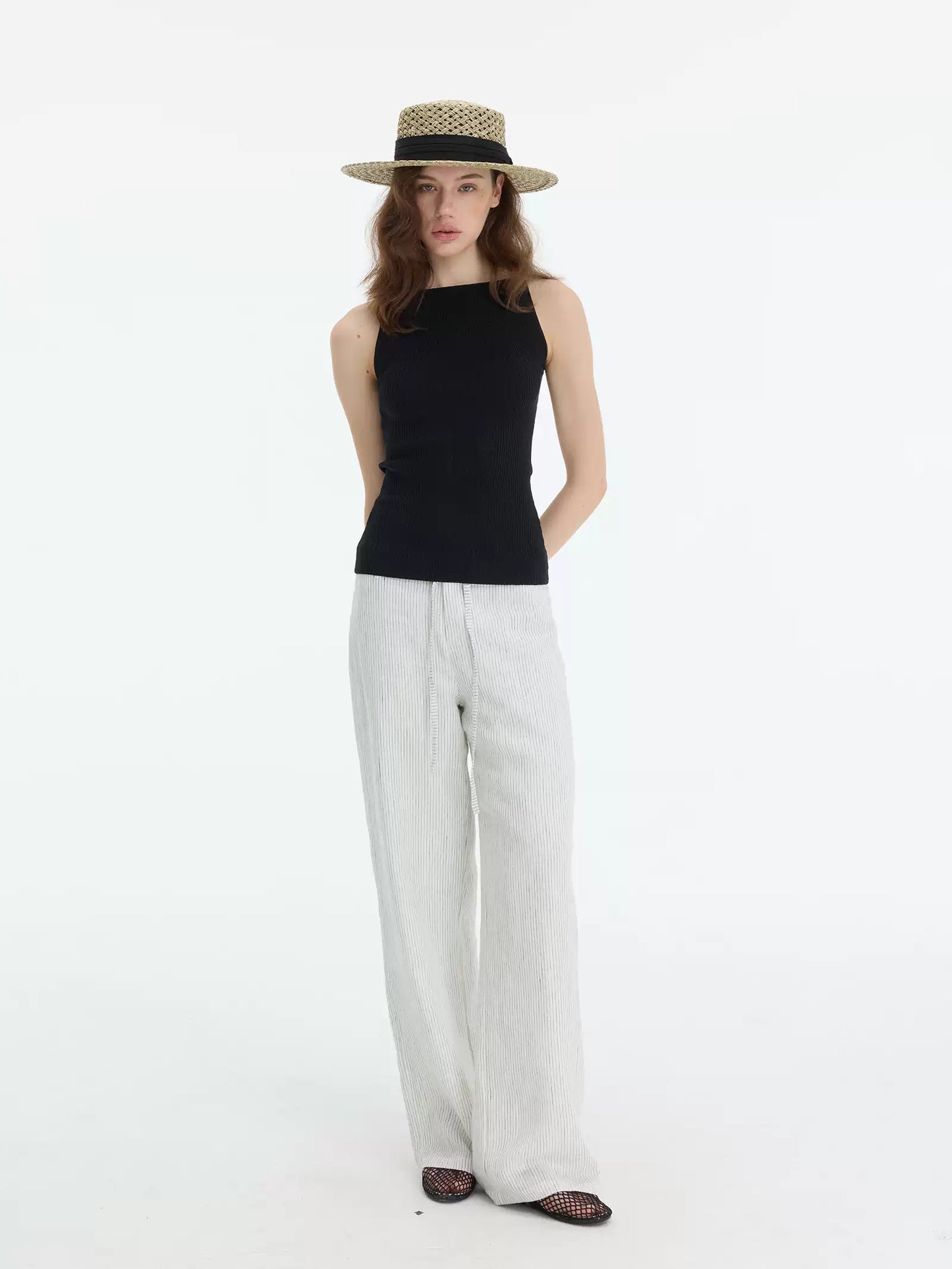Elle | Ribbed Boat Neck Tank Top