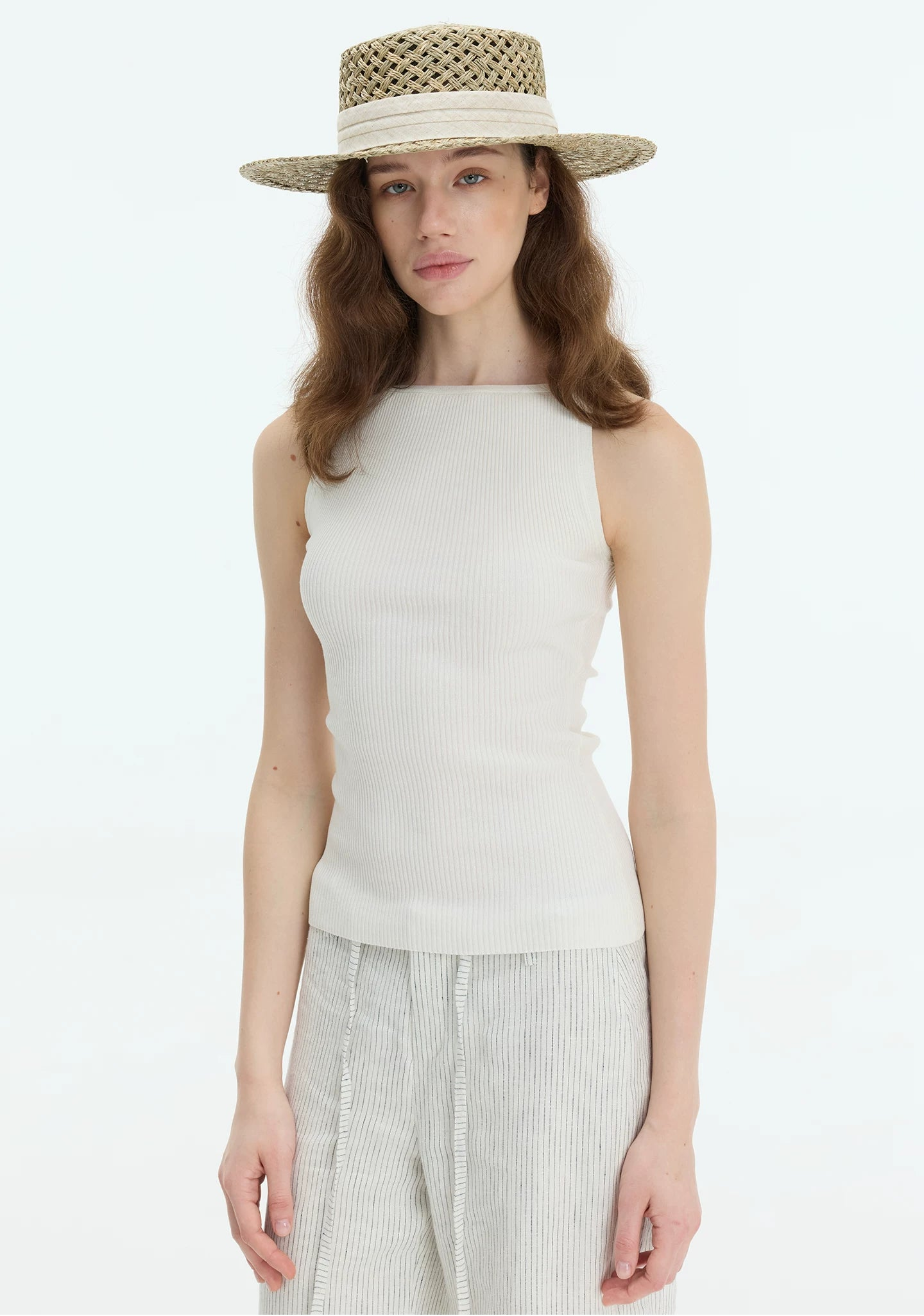 Elle | Ribbed Boat Neck Tank Top