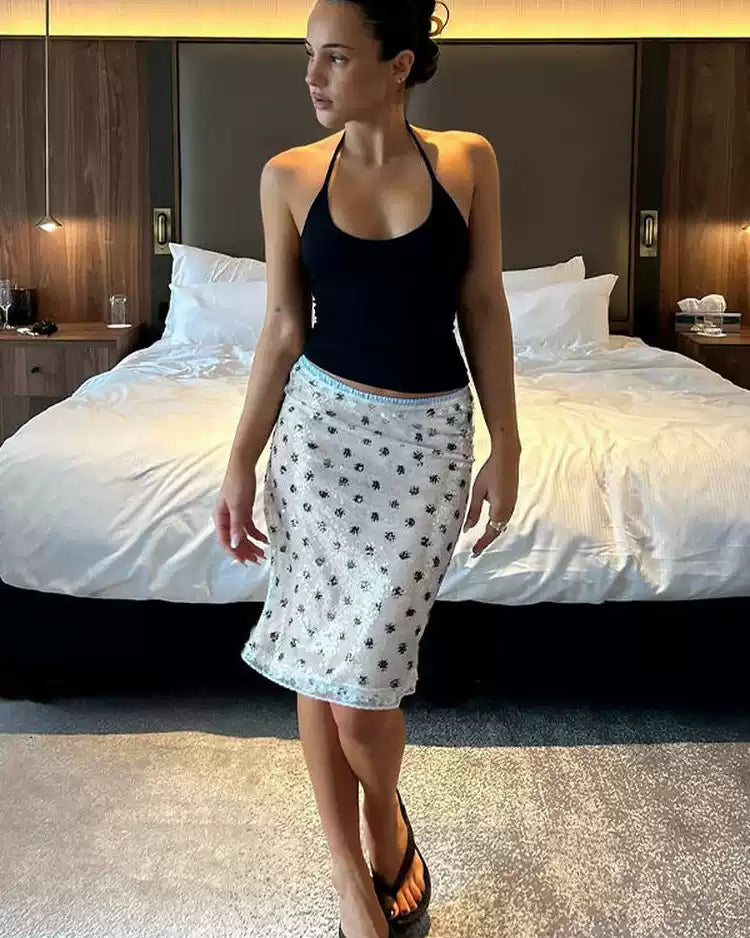 Elle | Daisy Polka Dot Lace Midi Skirt