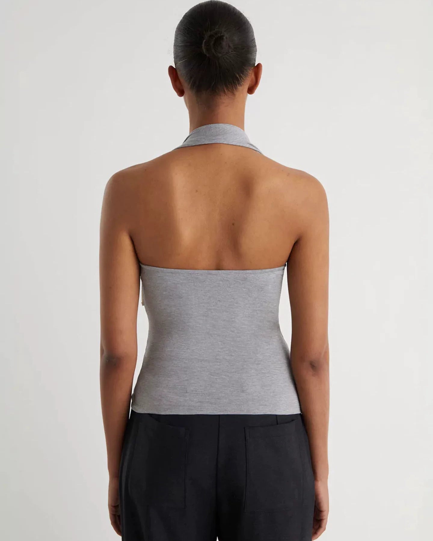 Elle | Grey Modal Halter Tie Top