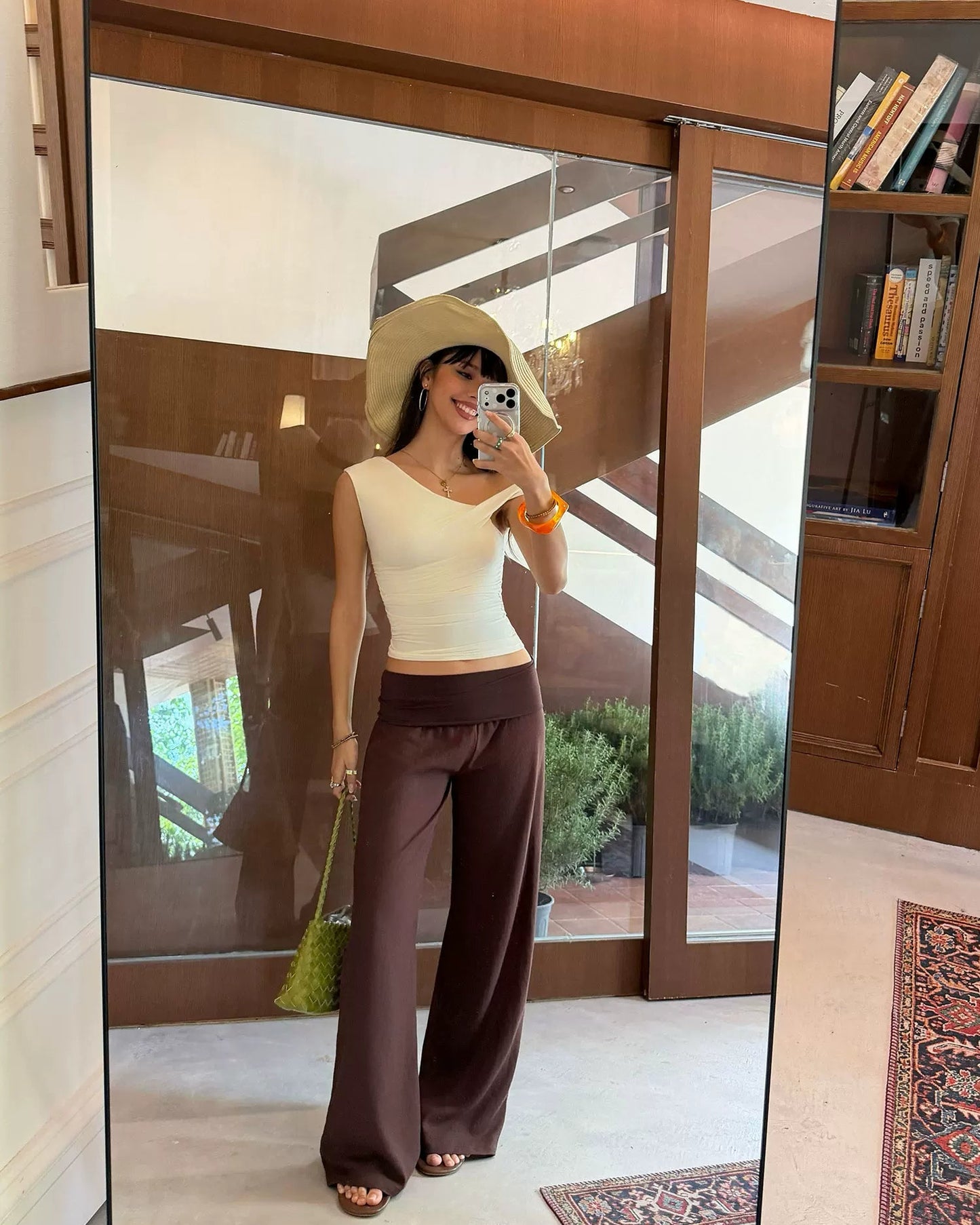 Elle | Linen Blend Foldover Wide-Leg Pants