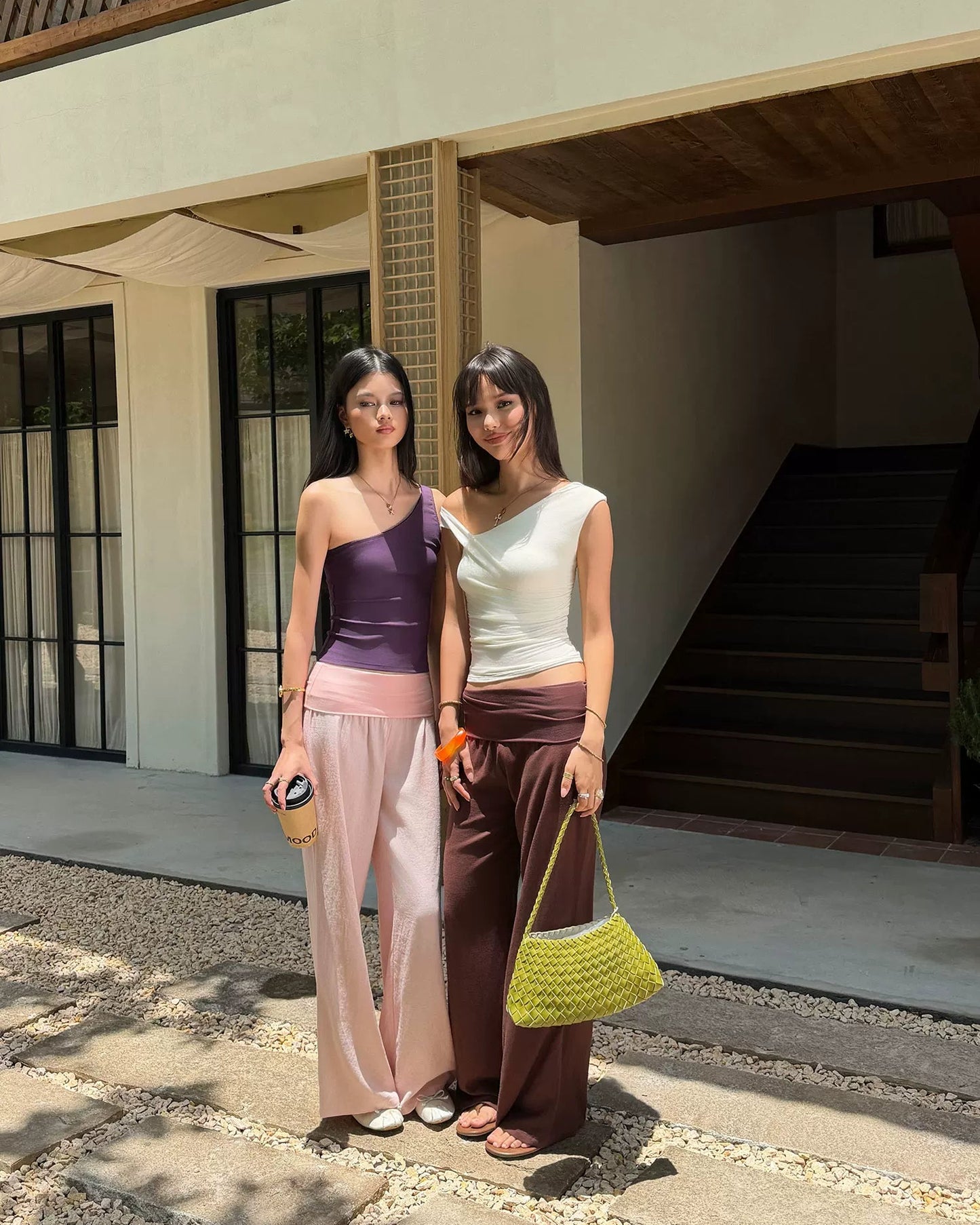 Elle | Linen Blend Foldover Wide-Leg Pants