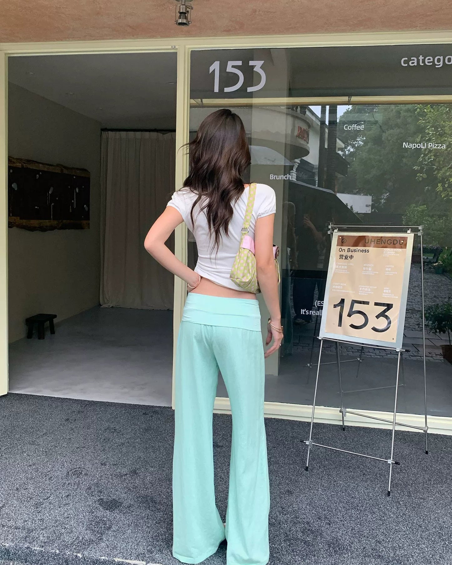 Elle | Linen Blend Foldover Wide-Leg Pants