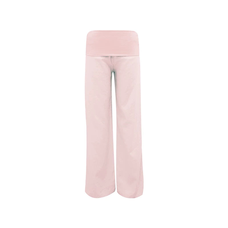 Elle | Linen Blend Foldover Wide-Leg Pants