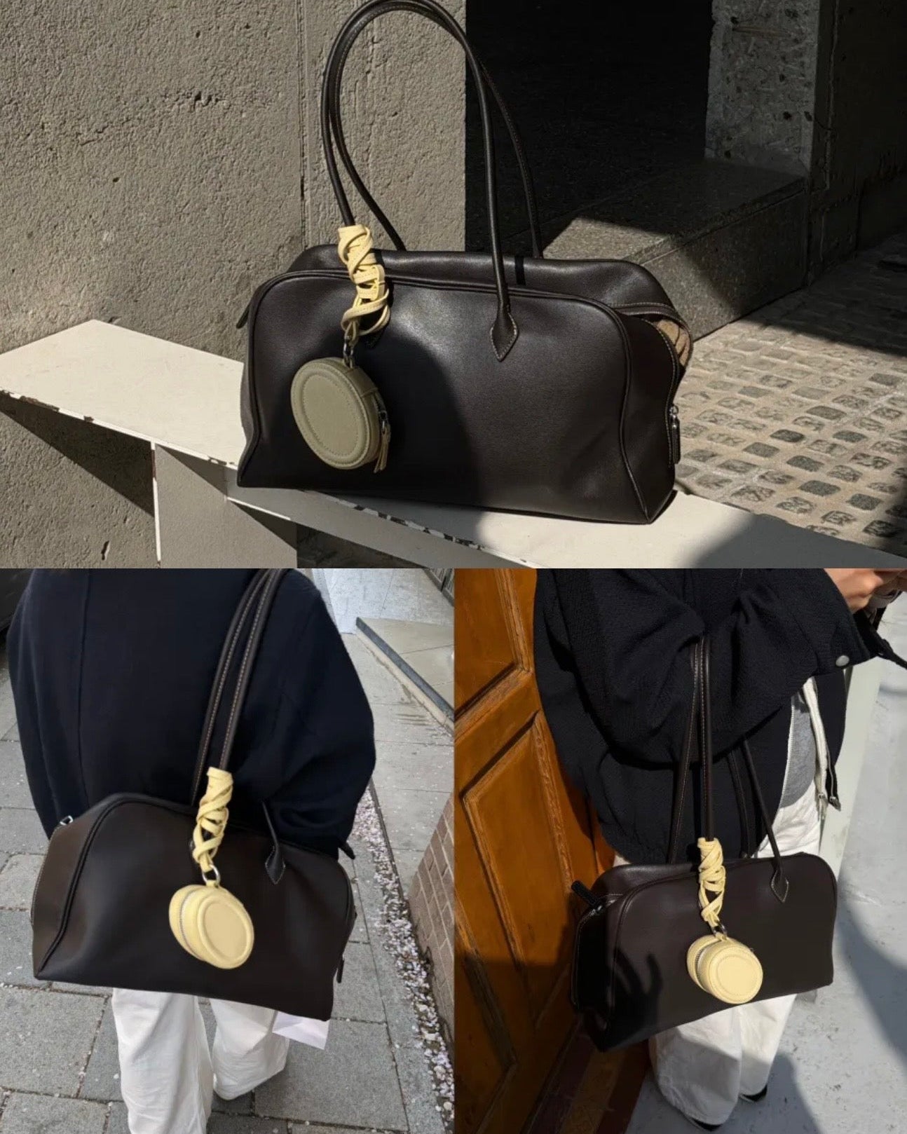 Elle | Luna Slouchy Leather Boston Bag