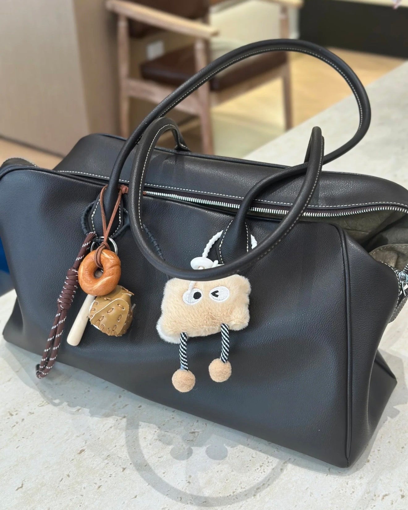 Elle | Luna Slouchy Leather Boston Bag
