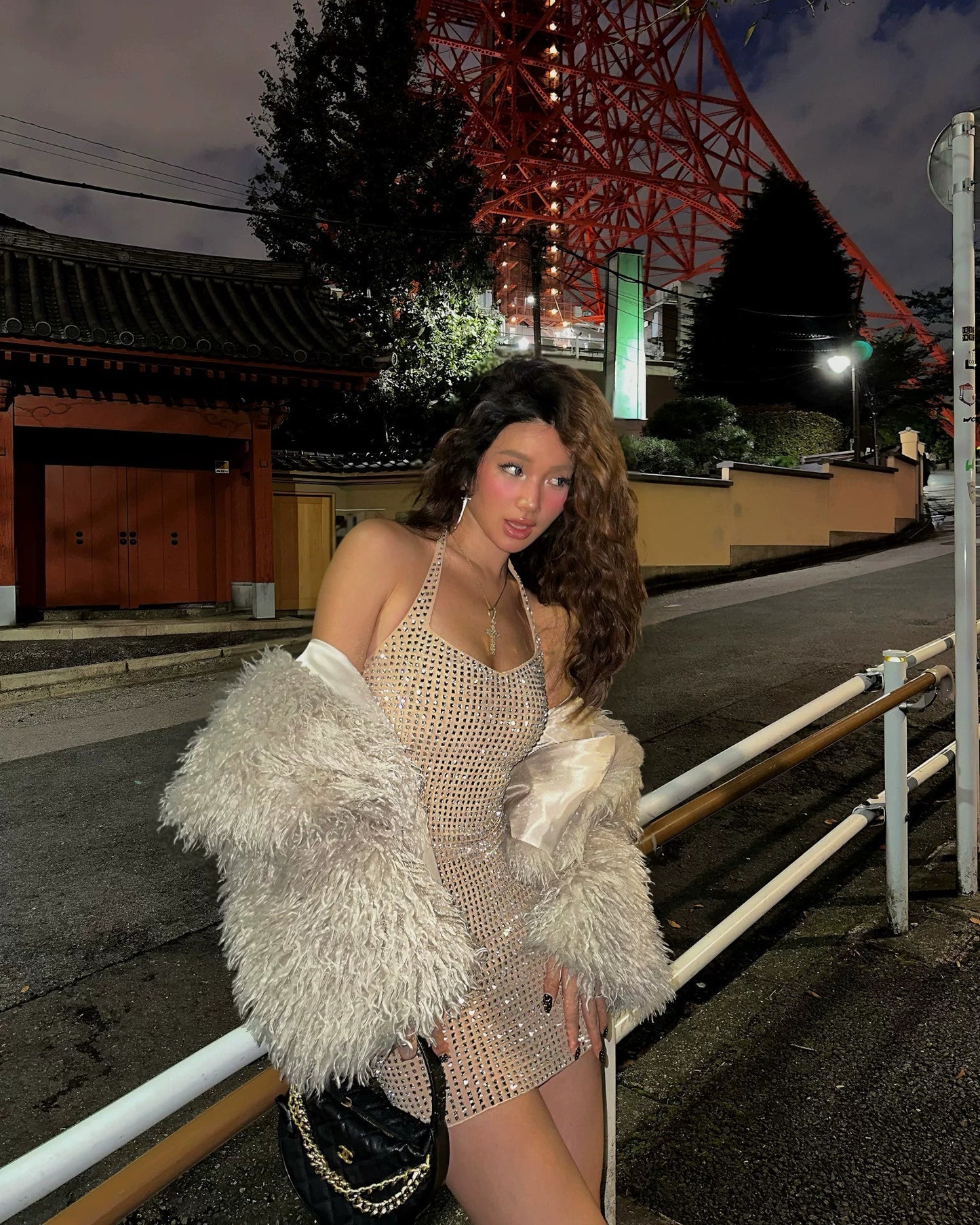 Elle | Luxe Rhinestone Halter Mini Dress