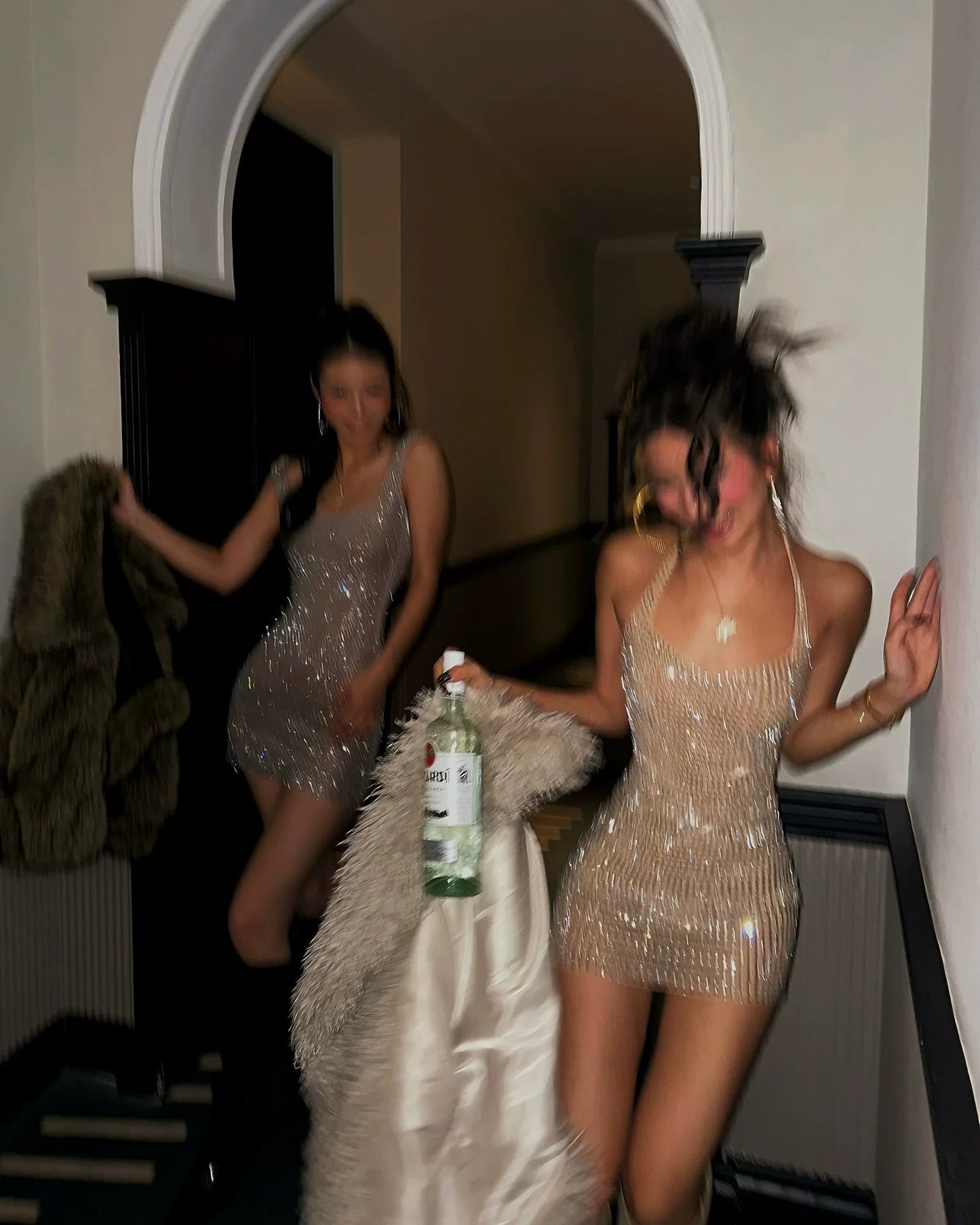 Elle | Luxe Rhinestone Halter Mini Dress