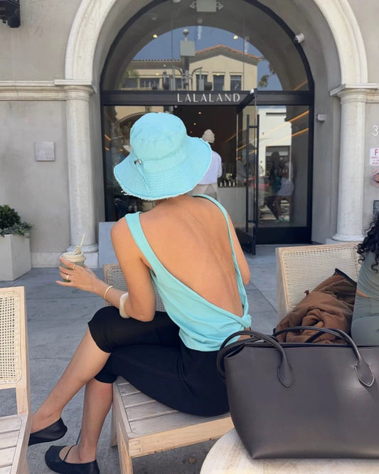 Elle | Open Back Knot Knit Tank Top