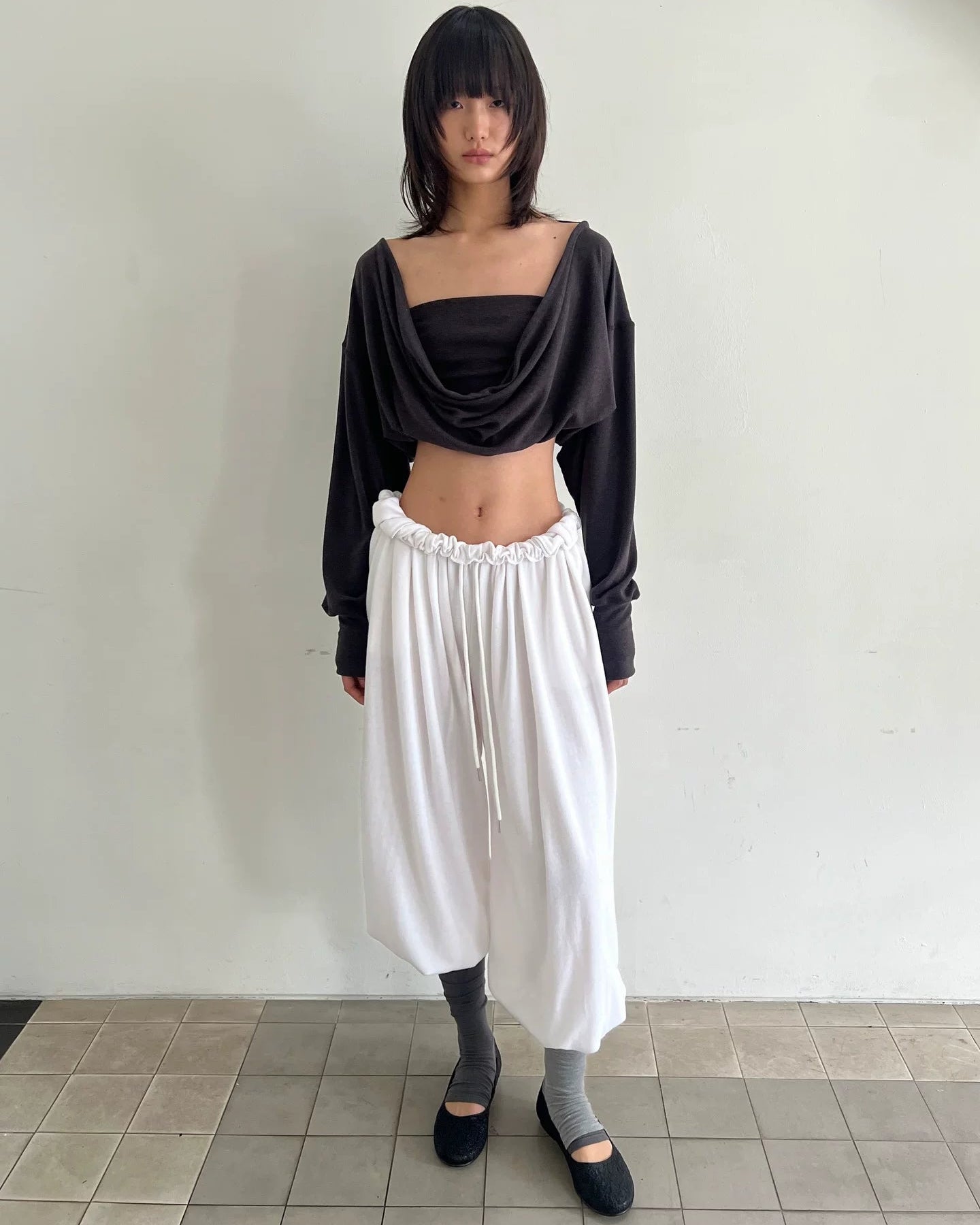 Elle | Reversible Backless Cowl Neck Long Sleeve Top
