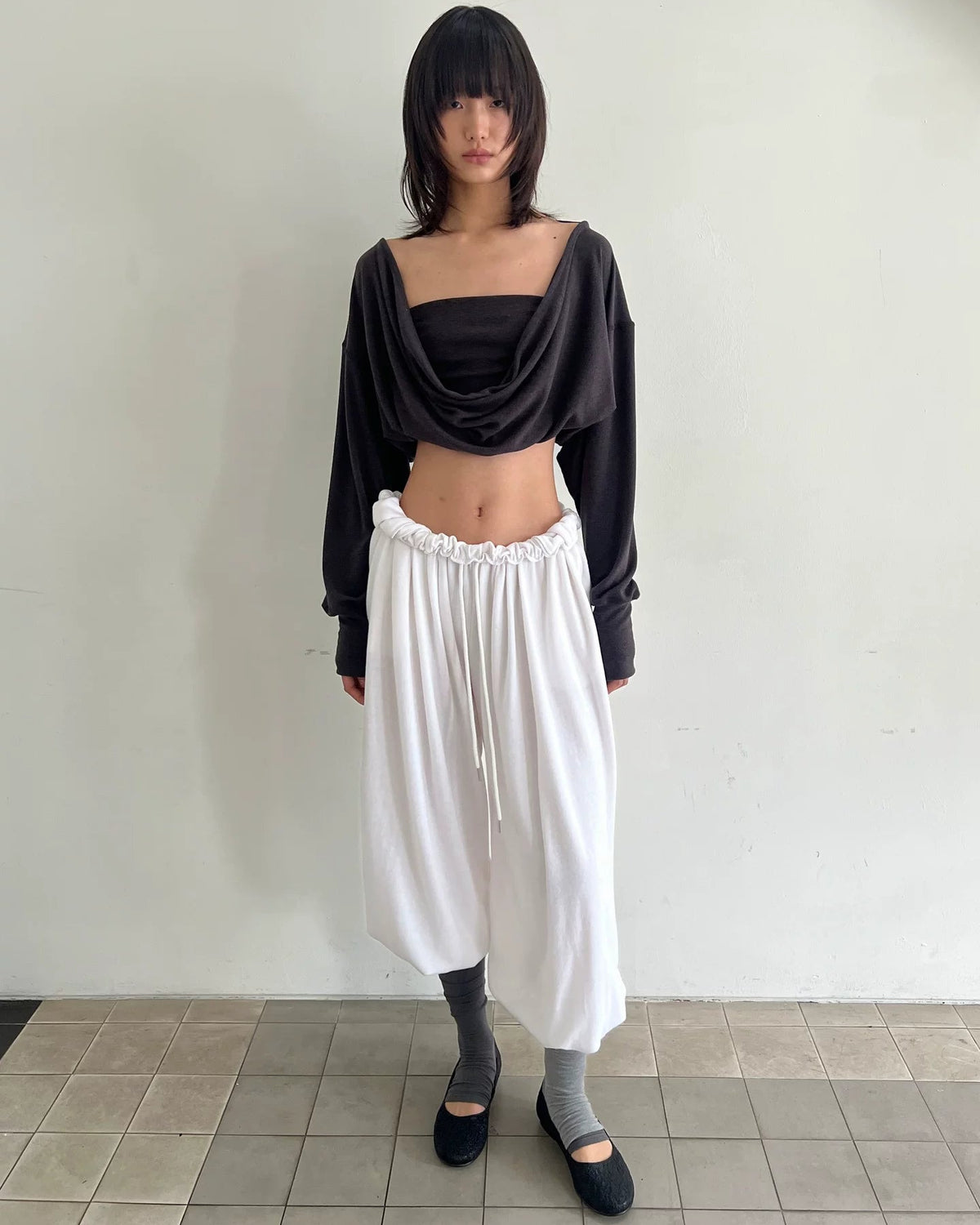 Reversible Backless Cowl Neck Long Sleeve Top