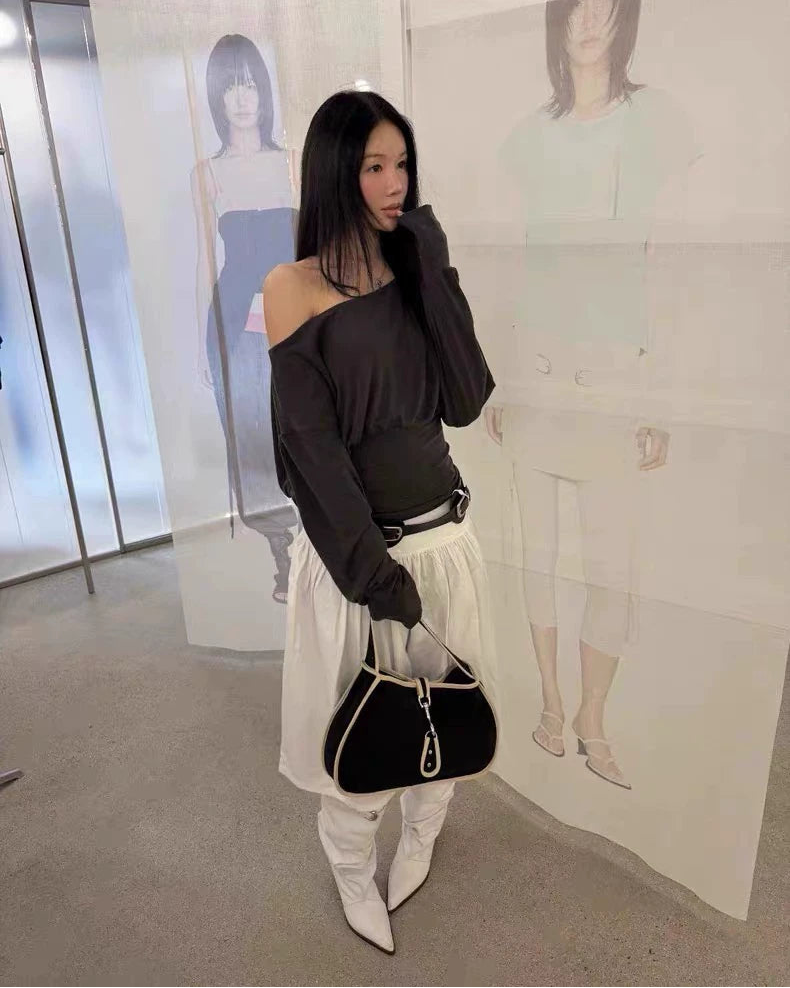 Reversible Backless Cowl Neck Long Sleeve Top