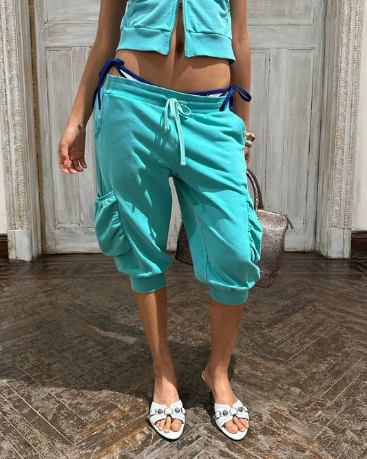 Elle | Ruched Cargo Capri Sweatpants