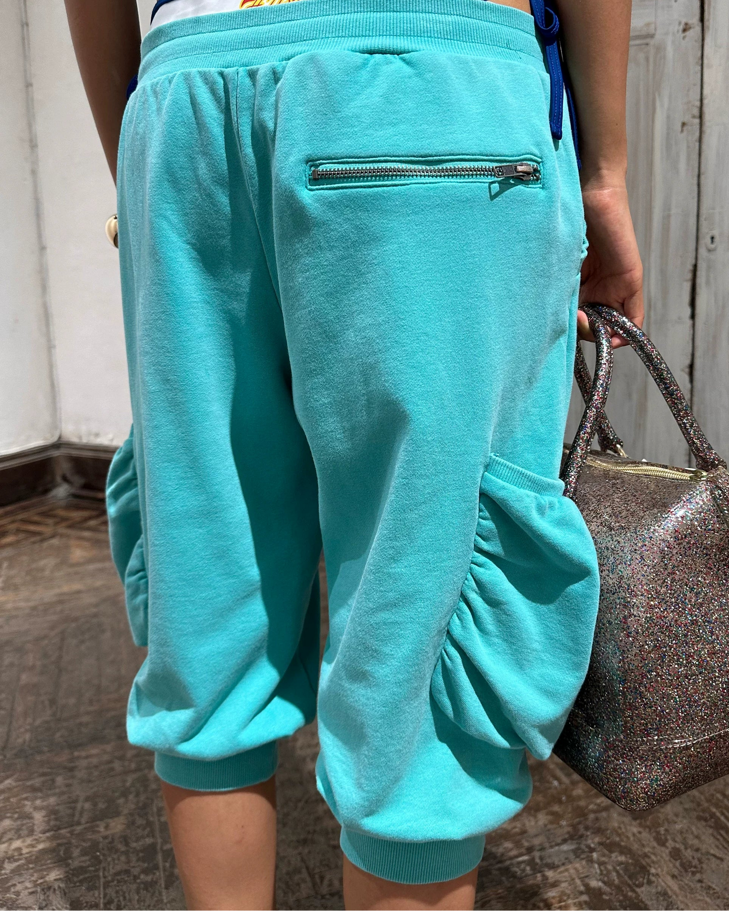 Elle | Ruched Cargo Capri Sweatpants