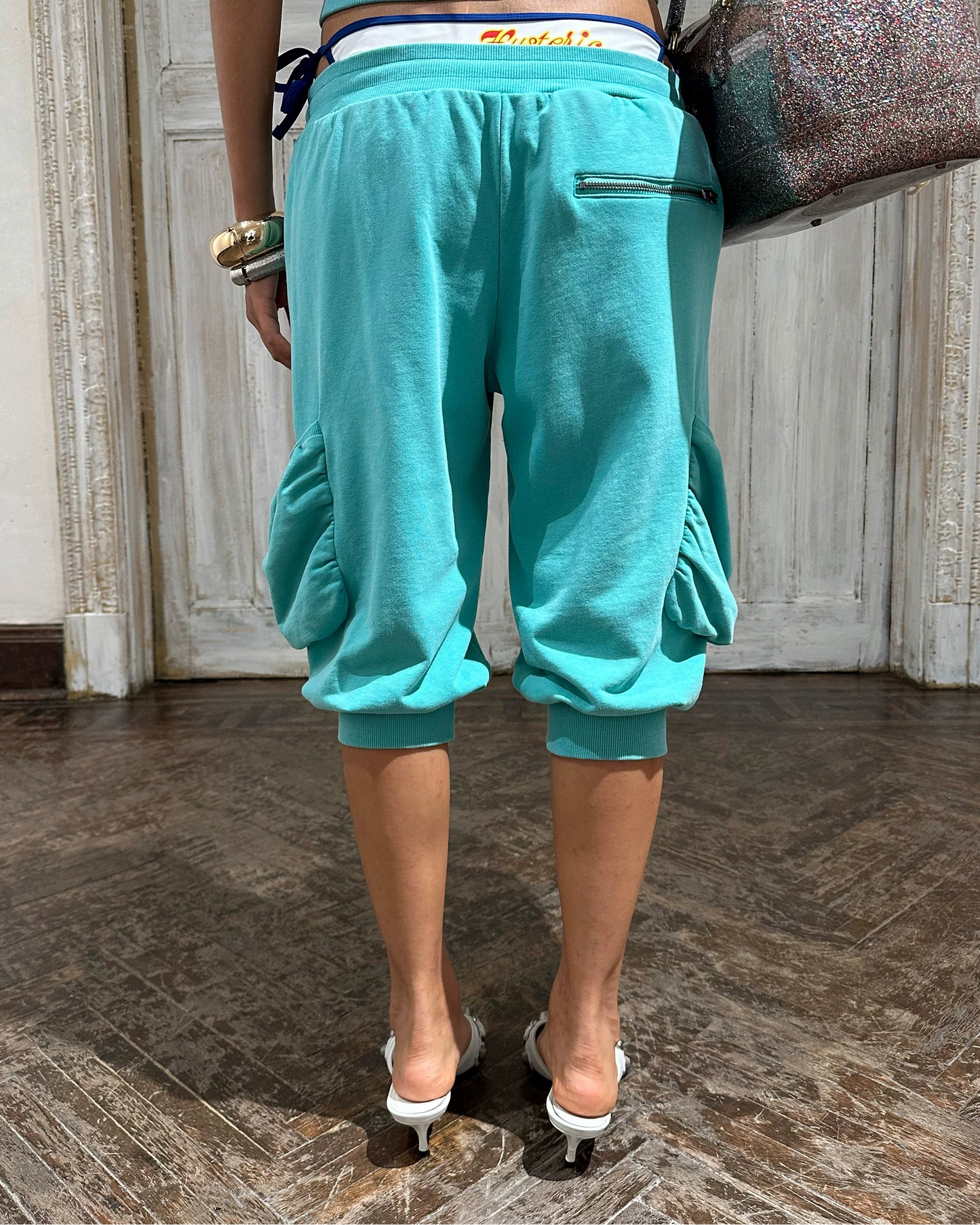 Elle | Ruched Cargo Capri Sweatpants