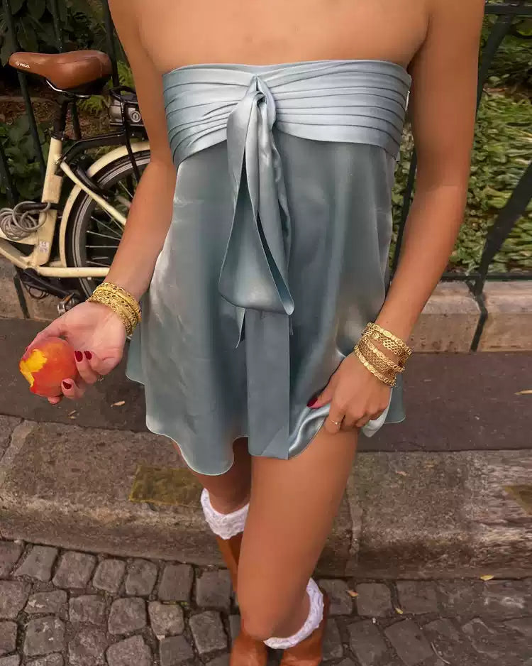 Elle | Satin Tie Front Mini Dress
