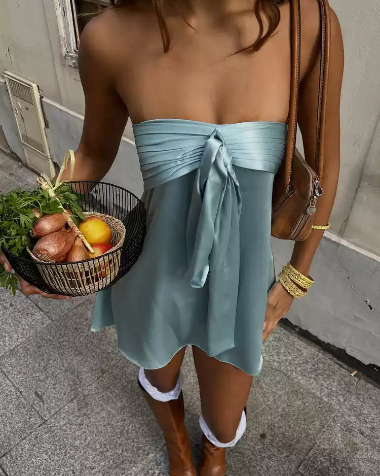 Elle | Satin Tie Front Mini Dress