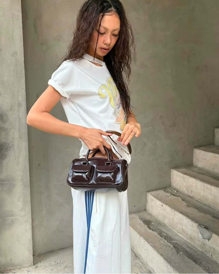 Elle | Sport Stripe Raw Hem Sweat Capri Shorts