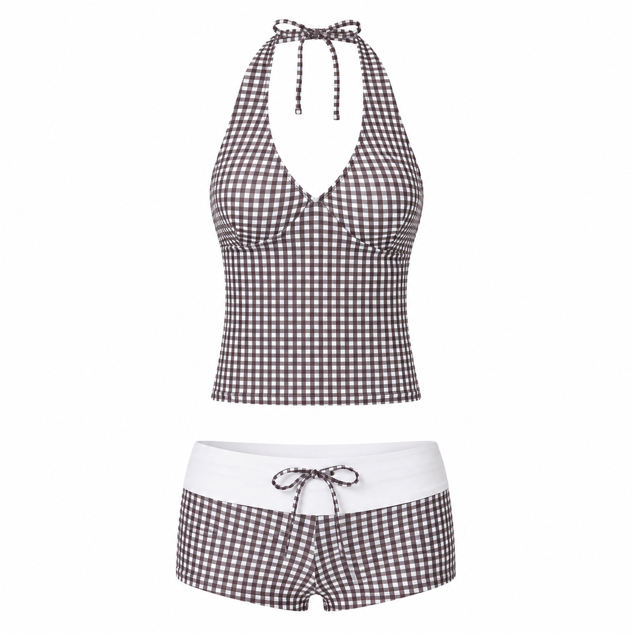 Elle | Vintage Gingham Halter Tankini Set