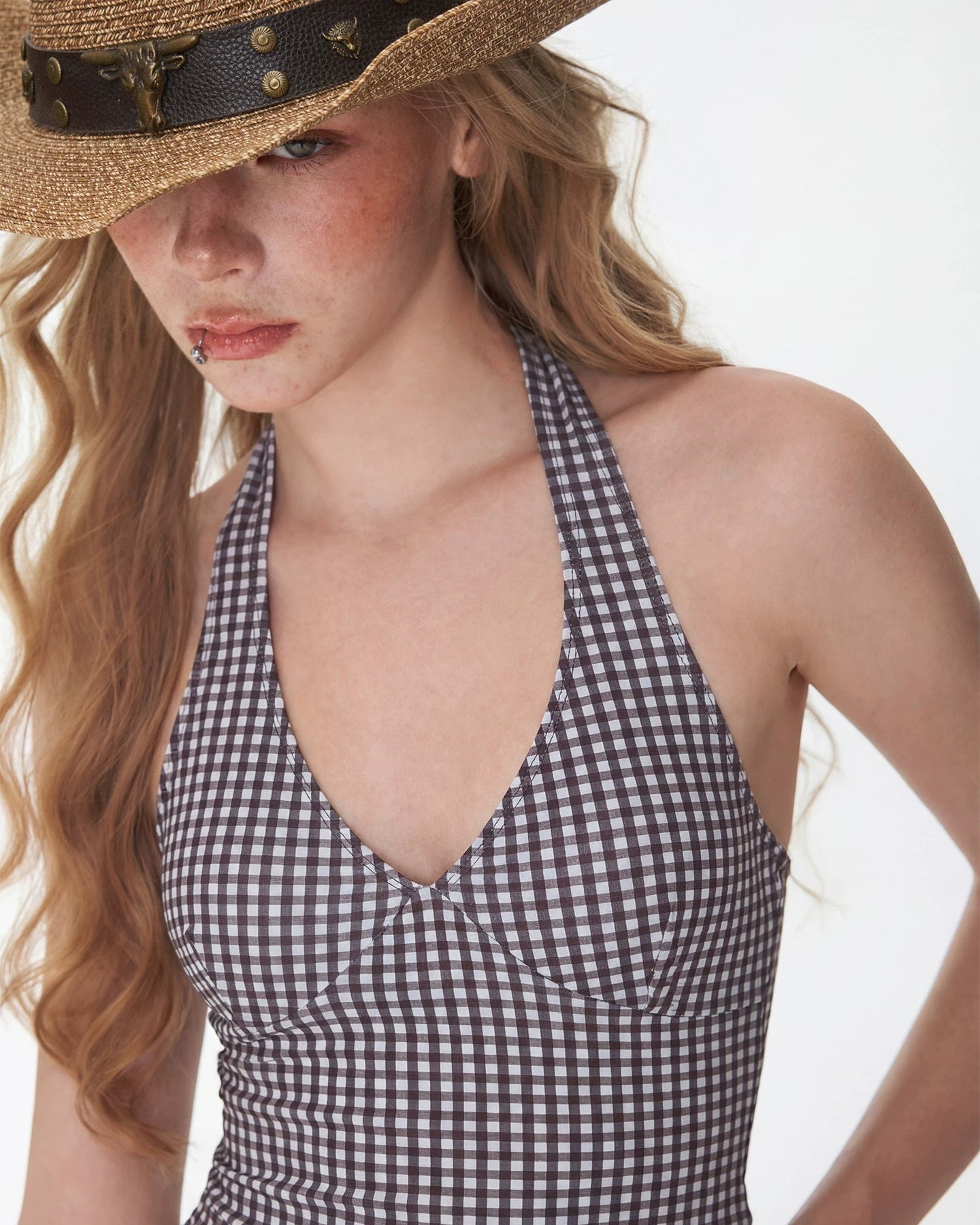 Elle | Vintage Gingham Halter Tankini Set