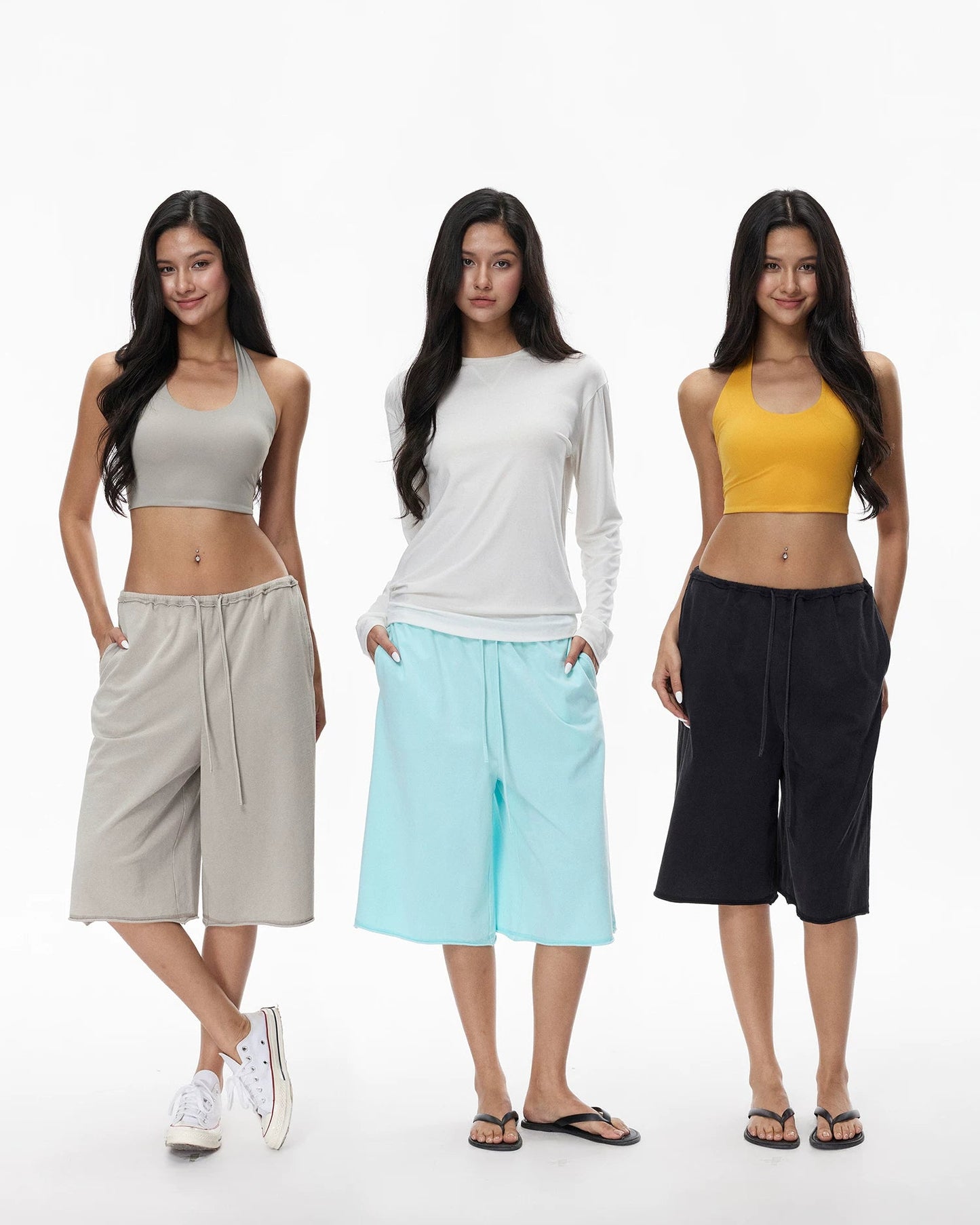 Everyday | Vintage Washed Wide-Leg Bermuda Shorts