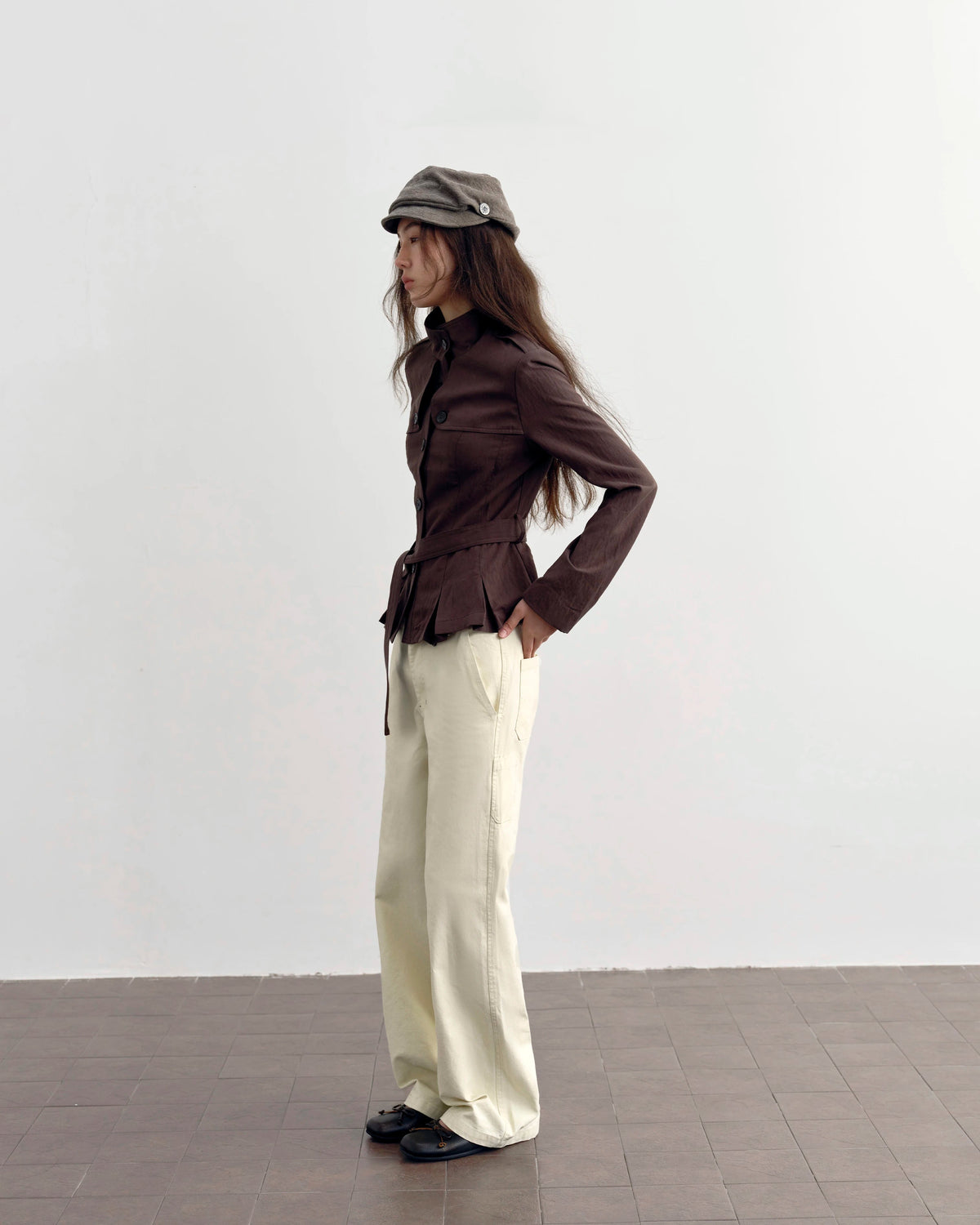 Espresso Belted Cropped Utility Jacket