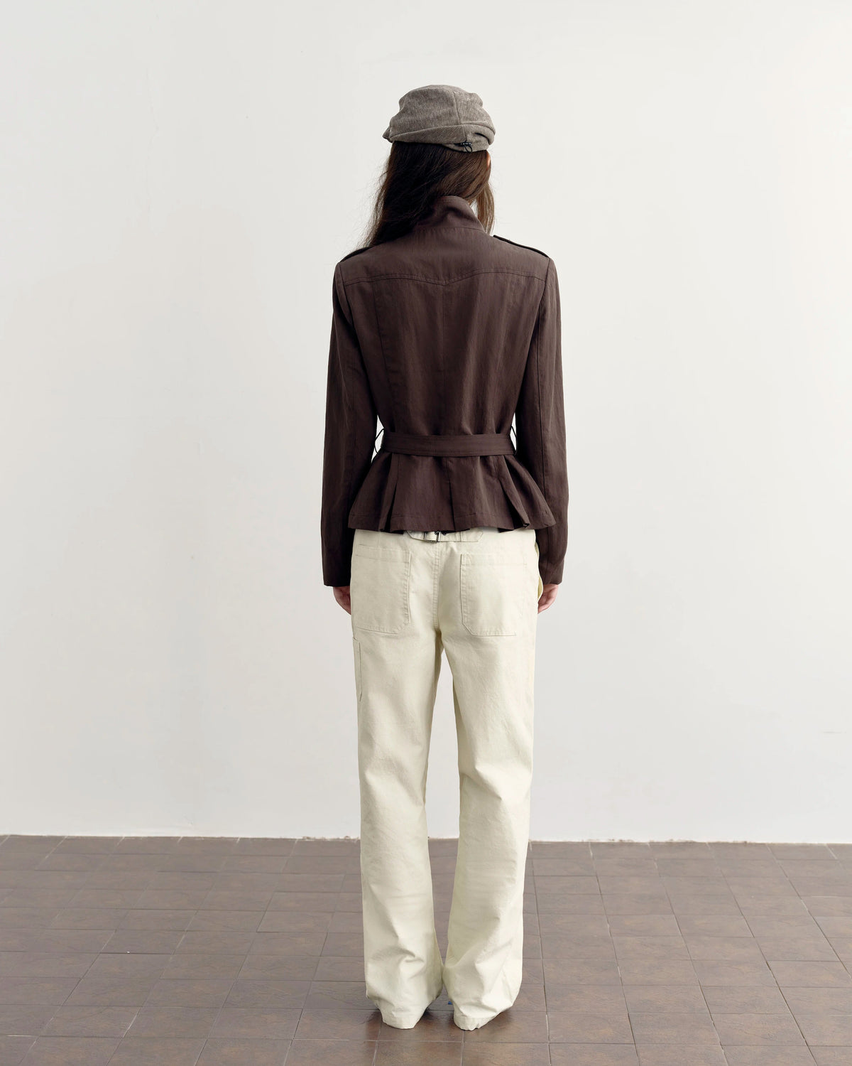 Espresso Belted Cropped Utility Jacket