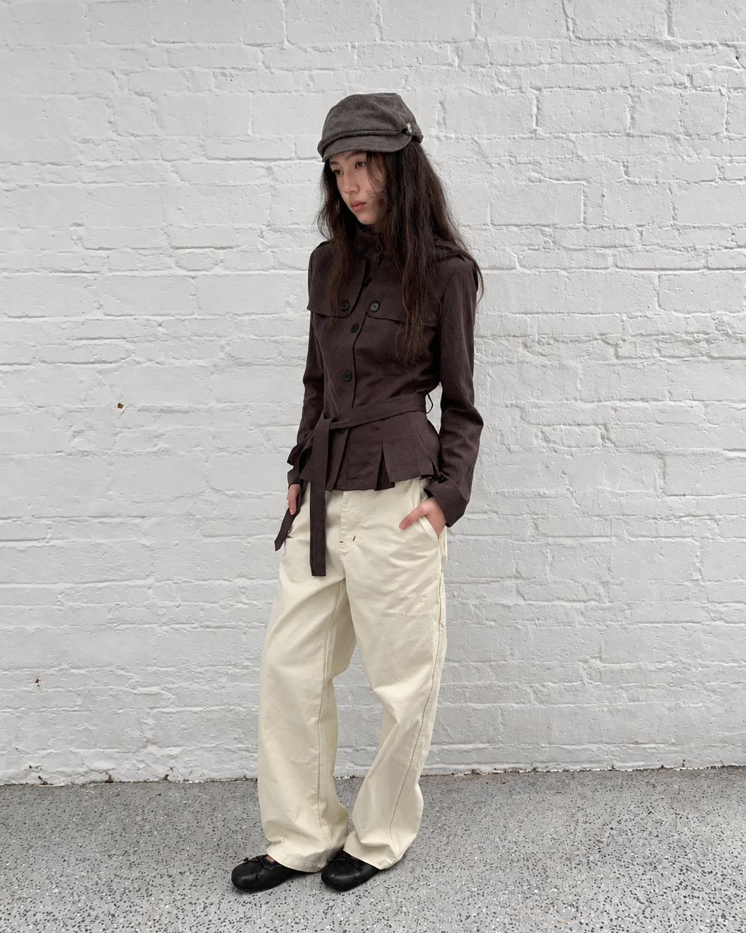 Espresso Belted Cropped Utility Jacket
