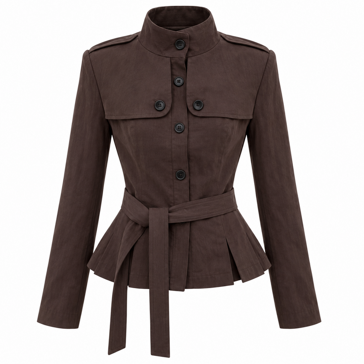 Espresso Belted Cropped Utility Jacket