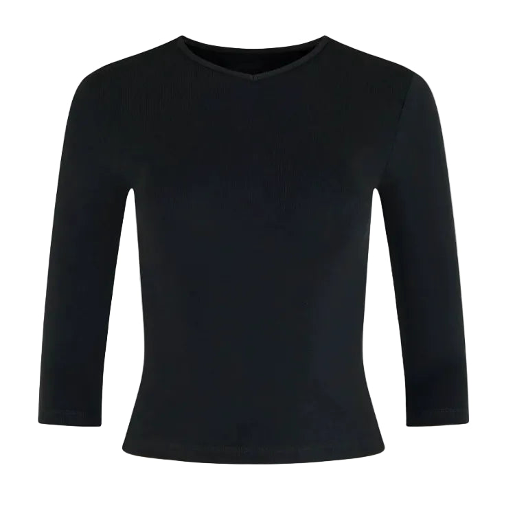 Elle | Essential V-Neck Fitted 3/4 Sleeve Top