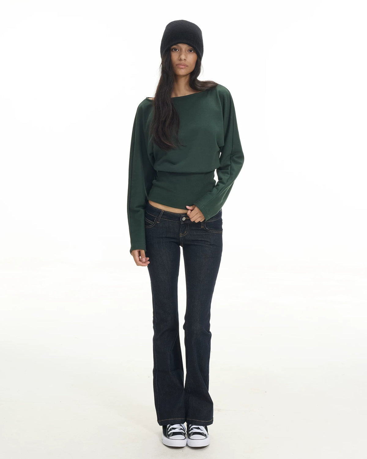 Everyday | Boat Neck Cinched Waist Long Sleeve Top