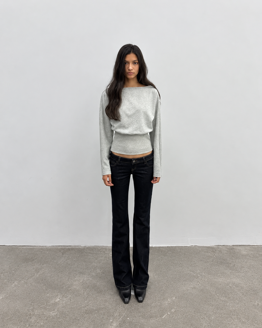 Everyday | Boat Neck Cinched Waist Long Sleeve Top