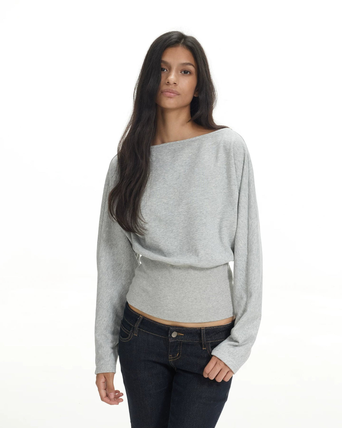 Everyday | Boat Neck Cinched Waist Long Sleeve Top